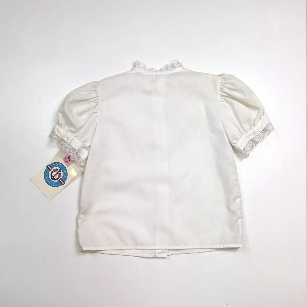Vintage Monte Carlo Blouse Girls Sz 5T White Yoke Frilly Girly Layering Lace